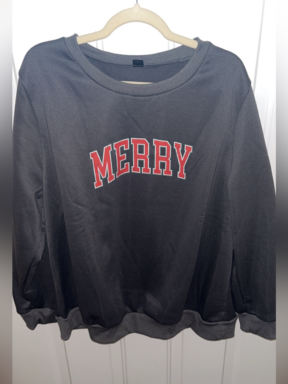 Women's 'Merry' Graphic Crewneck Sweatshirt - Charcoal/Red-Size 4XL